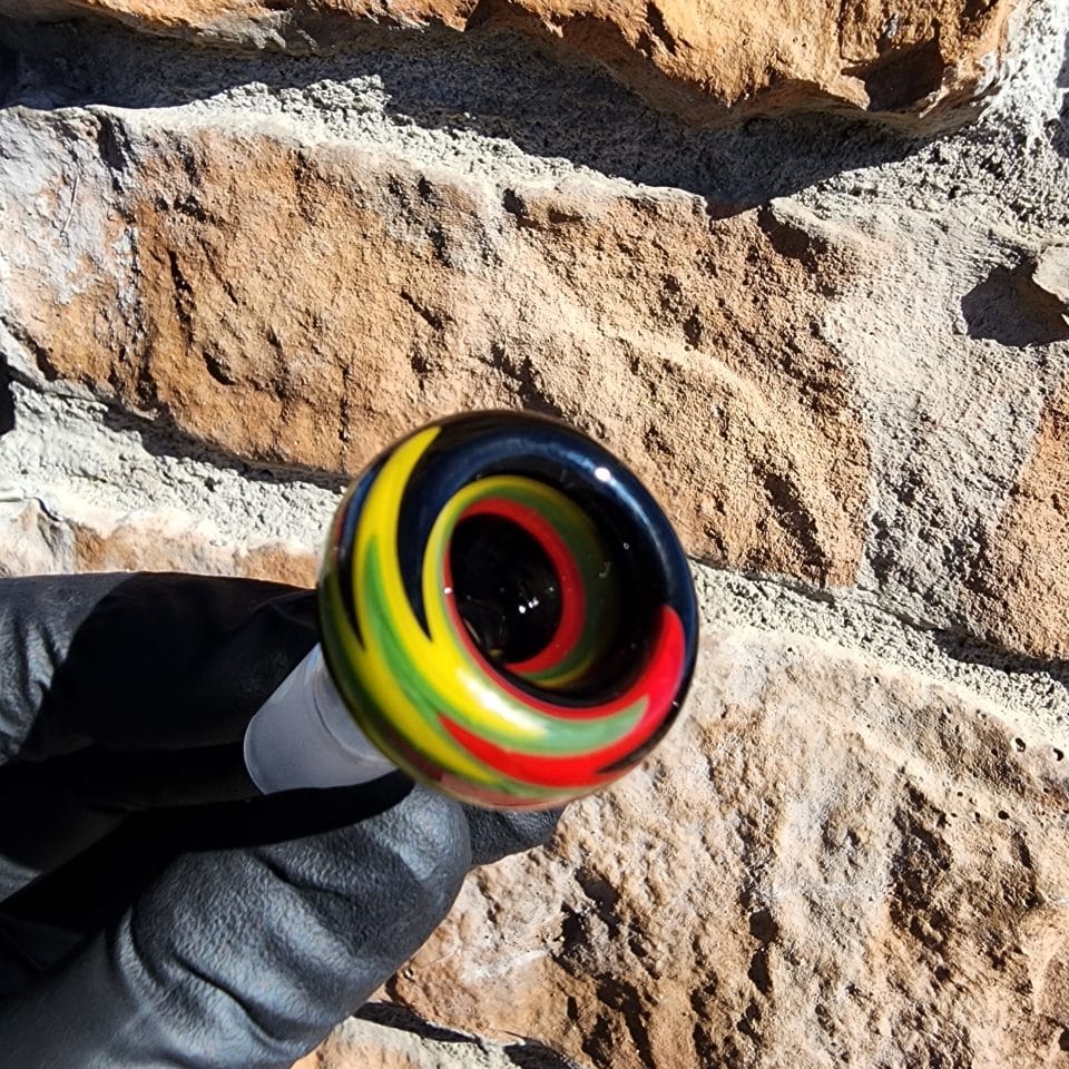 Bowl Slide Rasta (14mm) by Conviction Glass