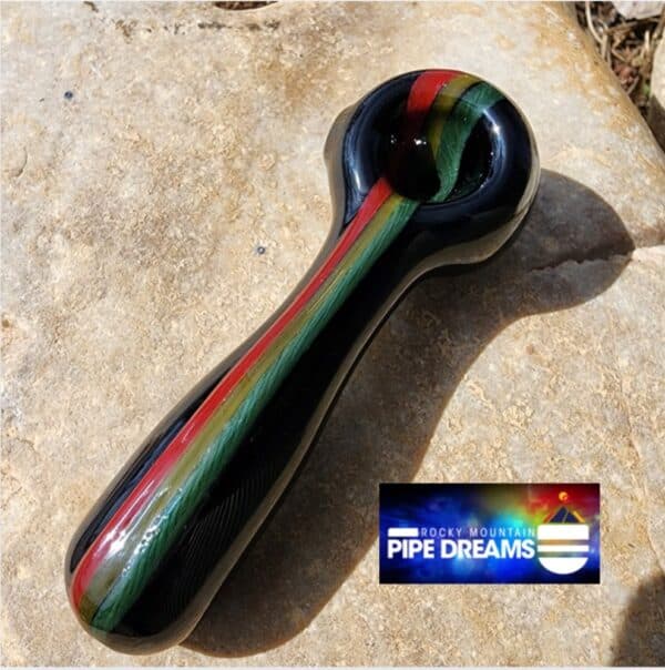 glass hand pipe in rasta colors - Image 3