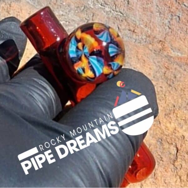 Marble chillum in Greasy Red  by Spaceman Glass