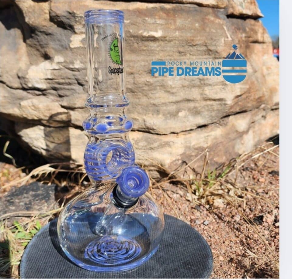 10"  Water Pipe purple blue with Doughnut By SpaceGlass