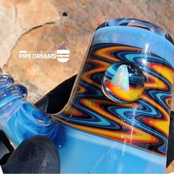Blue Headie Hand Pipe by Kyle White Glass - Image 4