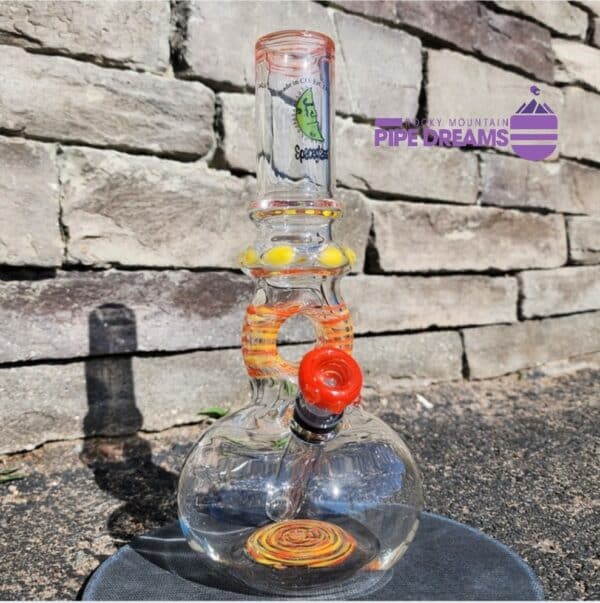 10"  Orange Water Pipe with Doughnut By SpaceGlass