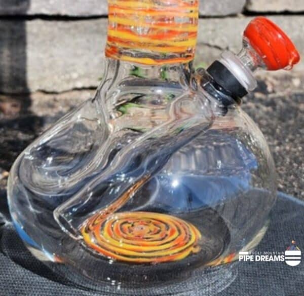 10"  Orange Water Pipe with Doughnut By SpaceGlass - Image 3
