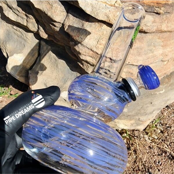 8.5 inch Double Bubble Purple Waterpipe By SpaceGlass - Image 4