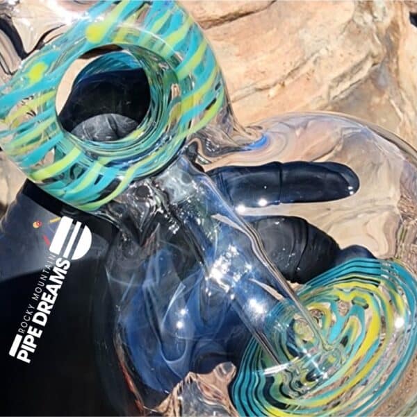 10"  green and blue Water Pipe with Doughnut By SpaceGlass - Image 2