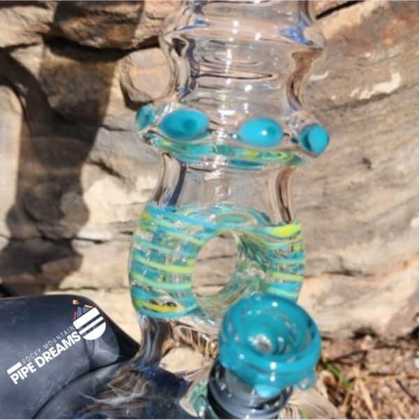 10"  green and blue Water Pipe with Doughnut By SpaceGlass - Image 3