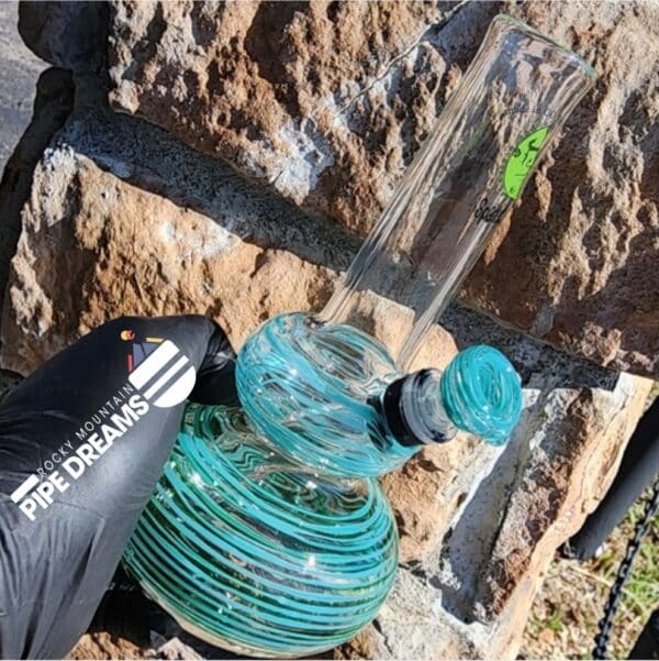 8.5 inch Double Bubble Winter Green Waterpipe By SpaceGlass