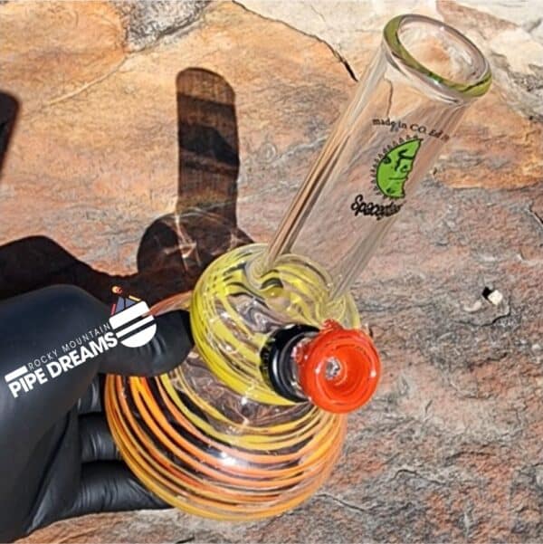 8.5 inch Double Bubble orange and yellow Waterpipe By SpaceGlass - Image 2