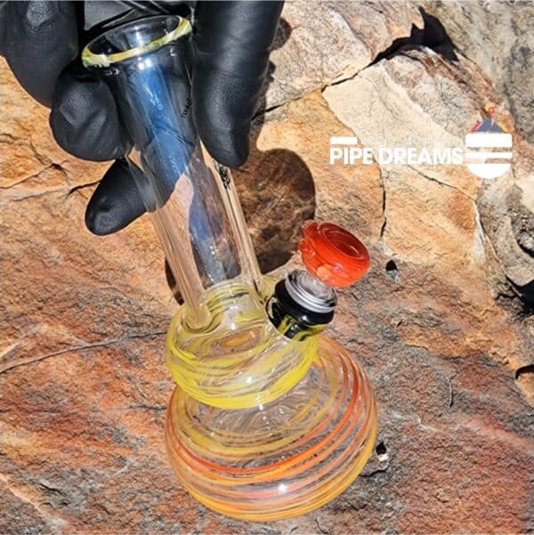 8.5 inch Double Bubble orange and yellow Waterpipe By SpaceGlass - Image 3
