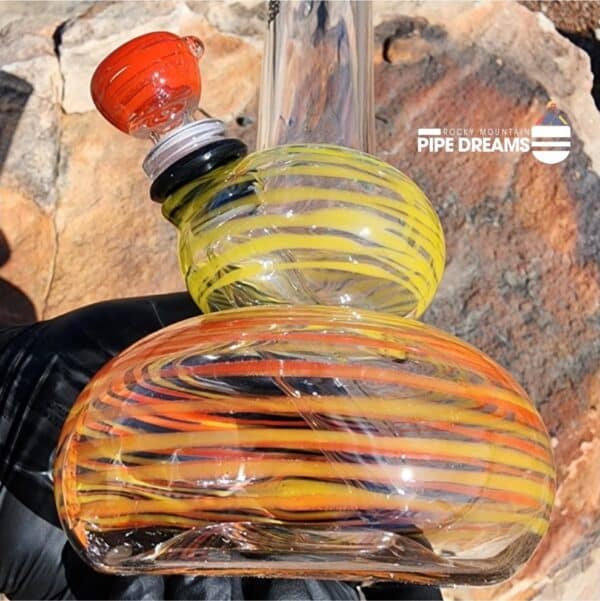 8.5 inch Double Bubble orange and yellow Waterpipe By SpaceGlass - Image 4