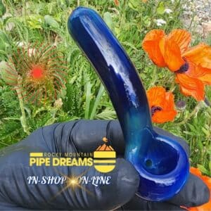 blue glass hand pipe 4 inches in length american made perfect smoking pipe