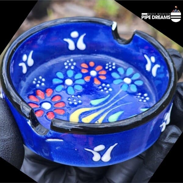 Ashtray hand made and painted with floral patterns 3.5 inches round perfect for any table or party