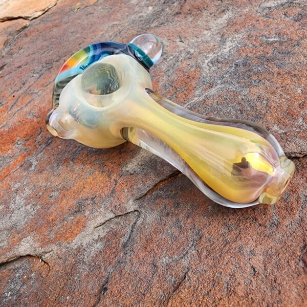 Fumed glass pipe with opal and wigwag - Image 2