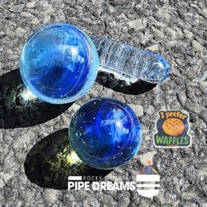 moon stone colored glass terp slurper set featuring a piller and two different sized marbles