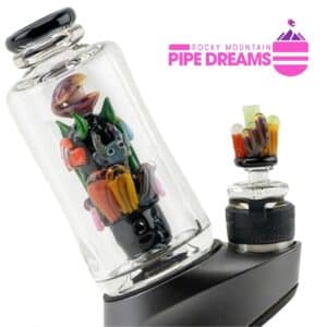 Save The Seas puffco peak pro attacthment by Empire glassworks glass can style peakpro and peak attactment top adorned in glass creatures and coral reef organisms