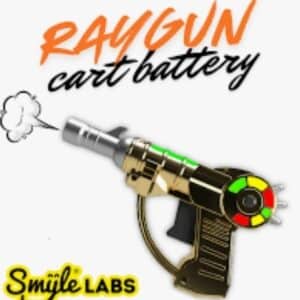 Raygun Penjamin Battery in black retro raygun ,510 thread futuristic design with vivid LEDs, dynamic sound effects, USB-C charging, and intuitive activation for a smooth, ergonomic, fits all cart sizes