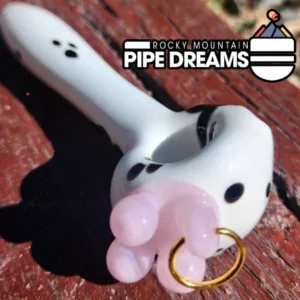 cow hand pipe with utters and ear ring made in Colorado