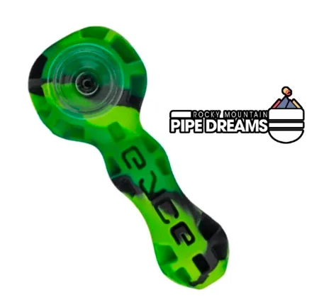 The silicone Eyce Spoon in blue and green colors, inlaid replacable borosilicate glass bowl, built in poker and material storage all in one. Solid choice